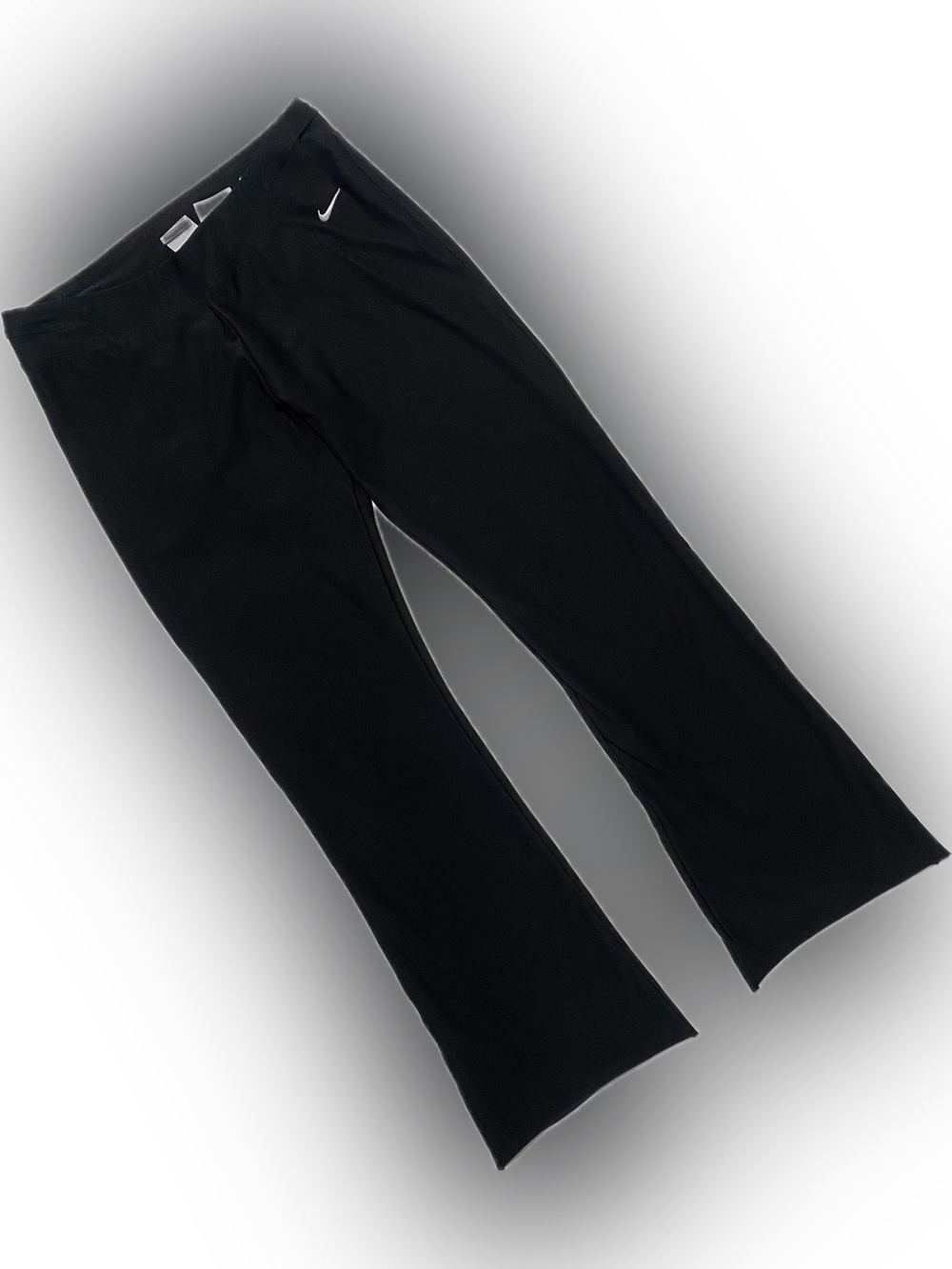 Nike Black Flared Yoga Pants with White Swoosh